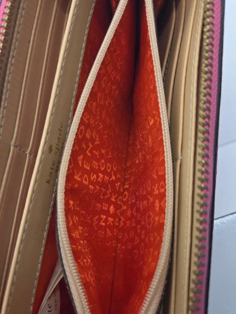 kate spade Hot Pink Zip-Around Continental Leather Wallet